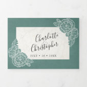 フローラティール（緑がかった色）の3つ折り目が一結婚つに入る 三つ折り招待状 (カバー)