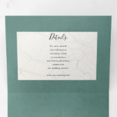 フローラティール（緑がかった色）の3つ折り目が一結婚つに入る 三つ折り招待状 (内部最初)