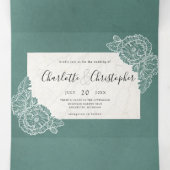 フローラティール（緑がかった色）の3つ折り目が一結婚つに入る 三つ折り招待状 (内部中)