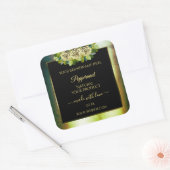 フローラティール(緑がかった色)グリーンマーブルブラック製品ラベルバラ スクエアシール (封筒)