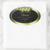 フローラティール(緑がかった色)グリーンマーブルブラック製品ラベルバラ 楕円形シール (バッグ)