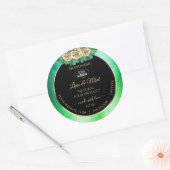 フローラティール（緑がかった色）グリーン大理石ブラック製品ラベルロゴ ラウンドシール (封筒)