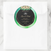 フローラティール（緑がかった色）グリーン大理石ブラック製品ラベルロゴ ラウンドシール (バッグ)