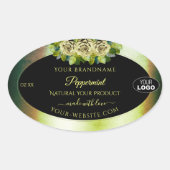 フローラティール（緑がかった色）グリーン大理石ブラック製品ラベルロゴ 楕円形シール (正面)