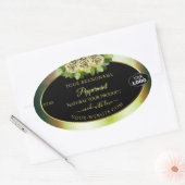 フローラティール（緑がかった色）グリーン大理石ブラック製品ラベルロゴ 楕円形シール (封筒)