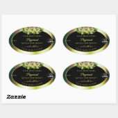 フローラティール（緑がかった色）グリーン大理石ブラック製品ラベルロゴ 楕円形シール (シート)