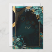 フローラティール（緑がかった色）ゲート金ゴールド結婚フレーム 招待状 (裏面)
