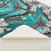 フローラティール(緑がかった色)シルバーチョウパーソナライズされた名 シェルパブランケット (3/4)