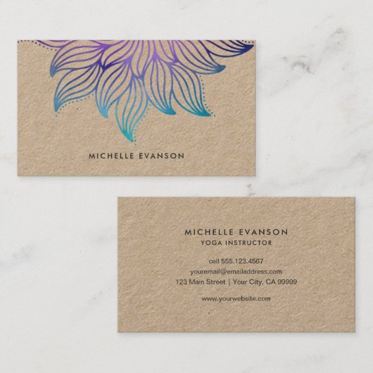 フローラティール（緑がかった色）パープルマンダラボホクラフト 名刺 (正面/裏面)