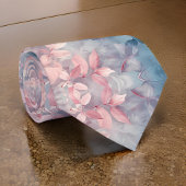 フローラティール（緑がかった色）ピンクグレエレガントー ネクタイ