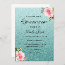 フローラティール（緑がかった色）フェイクグリッターキンセアニェラ招待状