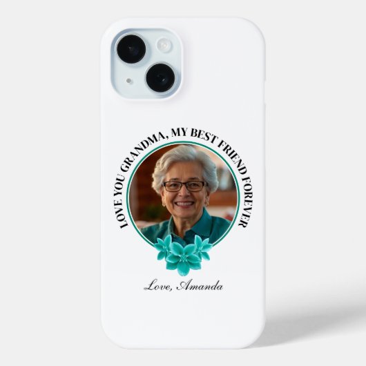 フローラティール（緑がかった色）フレームグランドキッドへおばあちゃんの写真 Case-Mate iPhoneケース (裏面)