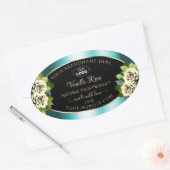 フローラティール（緑がかった色）ブラック金ゴールド製品ラベルバラロゴ 楕円形シール (封筒)