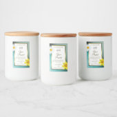 フローラティール（緑がかった色）ブルーグリッターホワイト製品ラベルのロゴ フードラベル (ボトル)