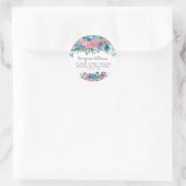 フローラティール（緑がかった色）ブルーピンクピーチバラ差出人住所 ラウンドシール (バッグ)