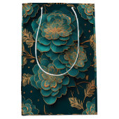 フローラティール（緑がかった色）&ブロンズ抱き枕 ミディアムペーパーバッグ (正面)