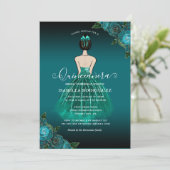 フローラティール(緑がかった色)プリンセス金ゴールド誕生日キンセアニラ 招待状 (スタンド正面)