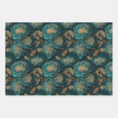 フローラティール(緑がかった色)ラッピング紙フラットシートセット3 ラッピングペーパーシート (正面2)