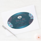 フローラティール(緑がかった色)ラベルPink Palm 葉Logo 楕円形シール (封筒)