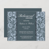 フローラティール(緑がかった色)リハーサルディナーカード 招待状 (正面/裏面)