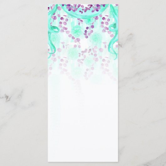 フローラティール(緑がかった色)リボン結婚のメニュー メニュー (裏面)