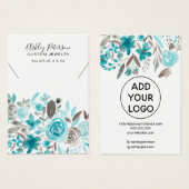 フローラティール（緑がかった色）水彩ジュエリーネックレス表示 (正面&裏面)