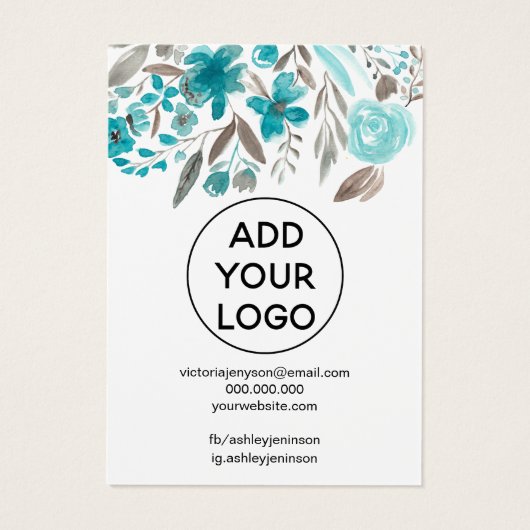 フローラティール（緑がかった色）水彩ジュエリーネックレス表示 (裏面)