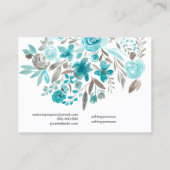 フローラティール（緑がかった色）水彩ヘアクリップバレットディスプレイ 名刺 (裏面)