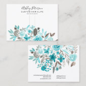 フローラティール（緑がかった色）水彩ヘアクリップバレットディスプレイ 名刺 (正面/裏面)