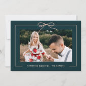 フローラティール(緑がかった色)赤面額縁写真クリスマス シーズンカード (正面)