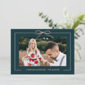 フローラティール(緑がかった色)赤面額縁写真クリスマス シーズンカード (スタンド正面)