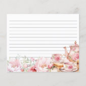 フローラティー赤面ピンクブライダルシャワーレシピカード (裏面)