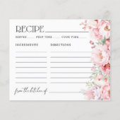 フローラティー赤面ピンクブライダルシャワーレシピカード (正面)