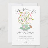 フローラティー魅力的パーティーベビーシャワー招待状 招待状 (正面)