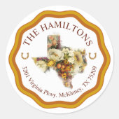 フローラテキサス州差出人住所クラシックラウンドステッカー ラウンドシール (正面)