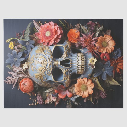 フローラテクスチャスカル(青の切り離し) 薄葉紙 (正面)