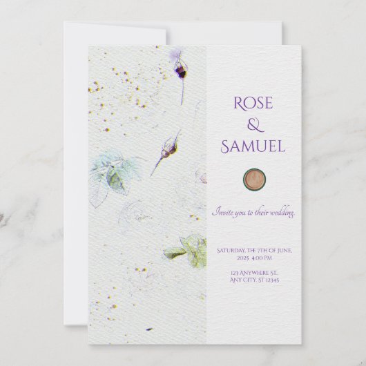 フローラテクスチャ紙エレガントな結婚式招待状 招待状 (正面)