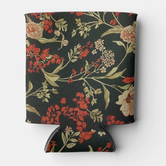 フローラテクスチャ:シームレスな花模様 缶クーラー (正面)