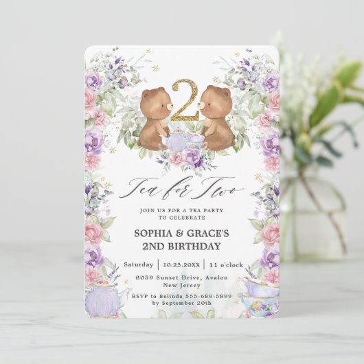 フローラテディが2歳の誕生日にパーティー 招待状 (スタンド正面)