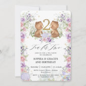 フローラテディが2歳の誕生日にパーティー 招待状 (正面)