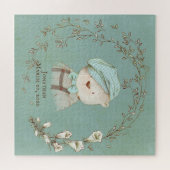 フローラテディベアハット名の誕生のお知らせ ジグソーパズル (横)