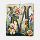 フローラテディベアーレターM セラミックオーナメント (左)