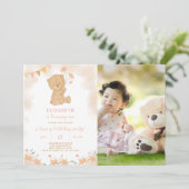 フローラテディ誕生日招待状（写真付） 招待状 (スタンド正面)