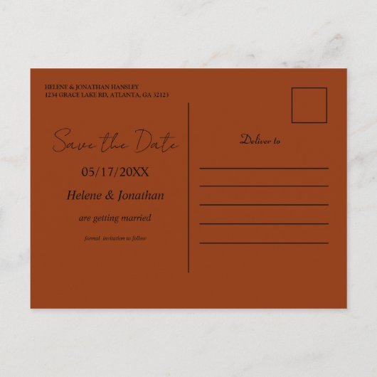 フローラテラコッタウェディング日付を保存 案内ポストカード (裏面)