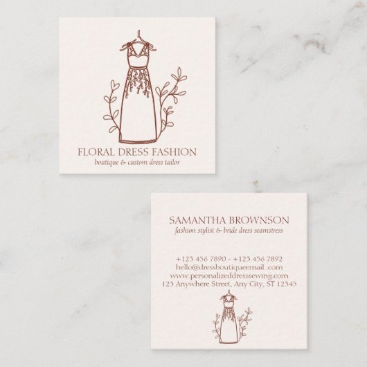 フローラテラコッタファッションドレスシーメストテーラー スクエア名刺 (正面/裏面)