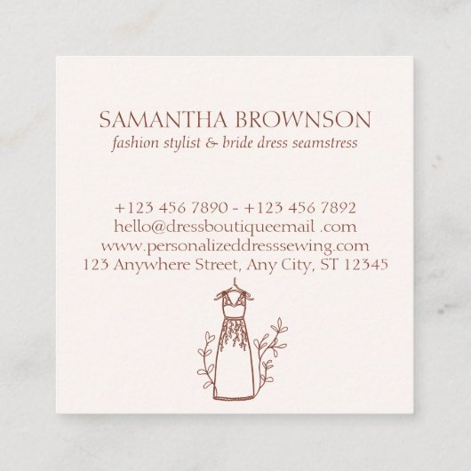 フローラテラコッタファッションドレスシーメストテーラー スクエア名刺 (裏面)