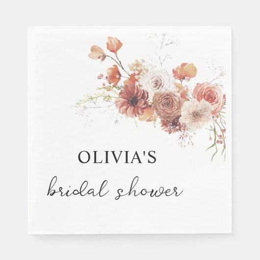 フローラテラコッタブライダルシャワー紙 スタンダードランチョンナプキン (正面)