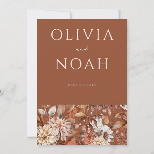 フローラテラコッタ我々は婚約した発表カード 招待状 (正面)