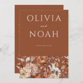 フローラテラコッタ我々は婚約した発表カード 招待状 (正面/裏面)