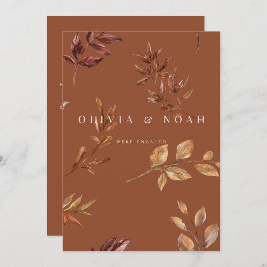 フローラテラコッタ我々は婚約した発表カード 案内状 (正面/裏面)
